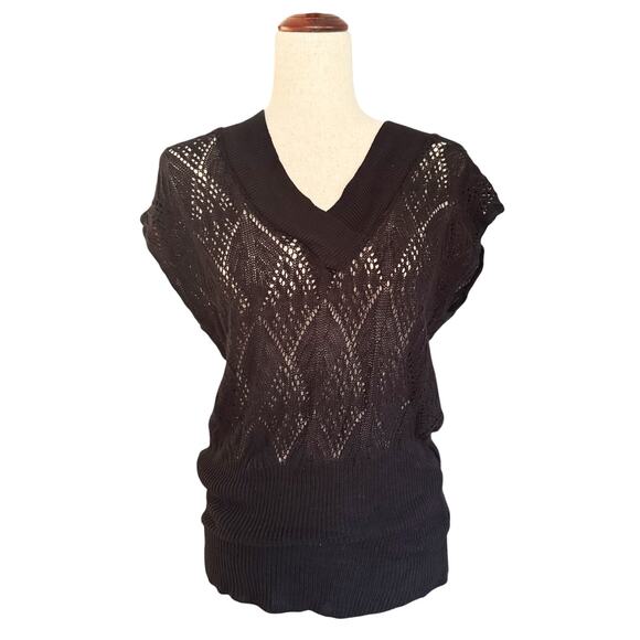 Say What USA Open Knit Top Women's M L XL Black fairygrunge Whimsygoth Vintage - Picture 1 of 14